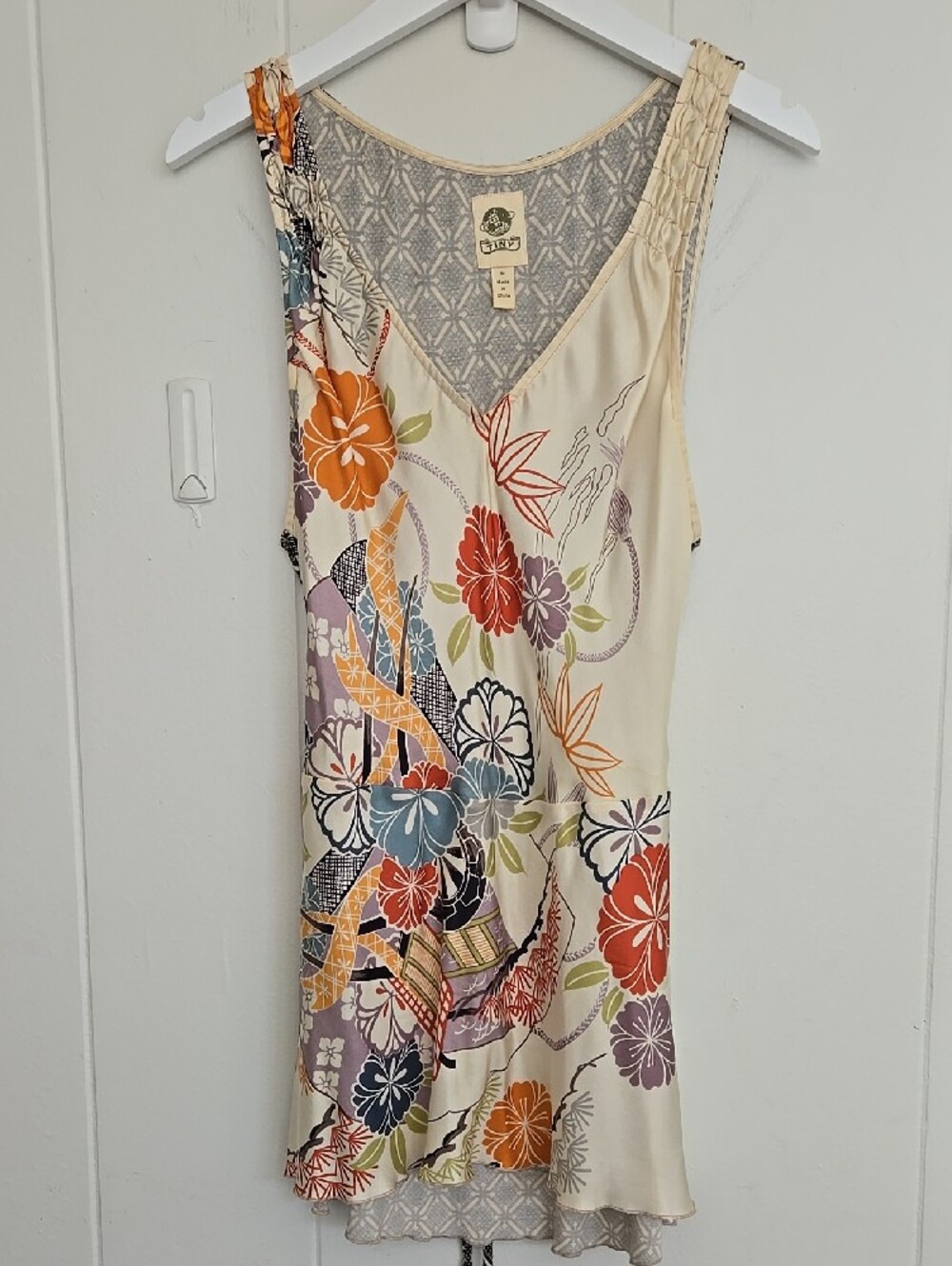 100% Silk Anthropologie Tiny Floral Printed V-Neck Sleeveless Top Size M - Picture 12 of 12